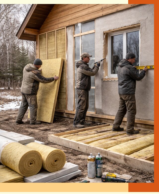 Утепление дачного дома в Каспийске от 4836 руб/м2 — недорого | ТепломастерКсп