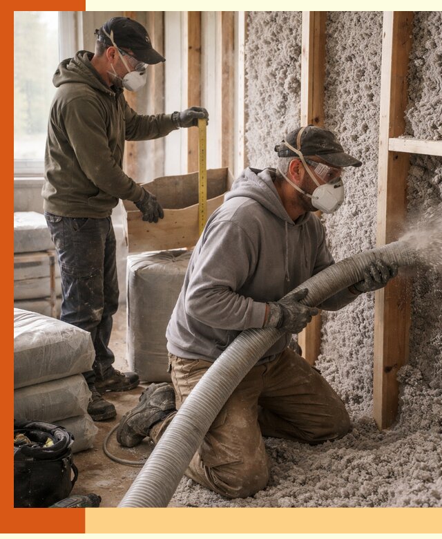 Утепление таунхауса эковатой в Каспийске для максимально теплых стен