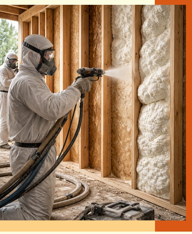 Утепление каркасного дома ППУ в Каспийске от 2851 руб./м2 — работа под ключ | ТепломастерКсп