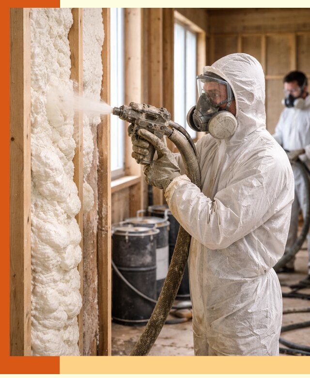 Утепление каркасного дома пенополиуретаном в Каспийске