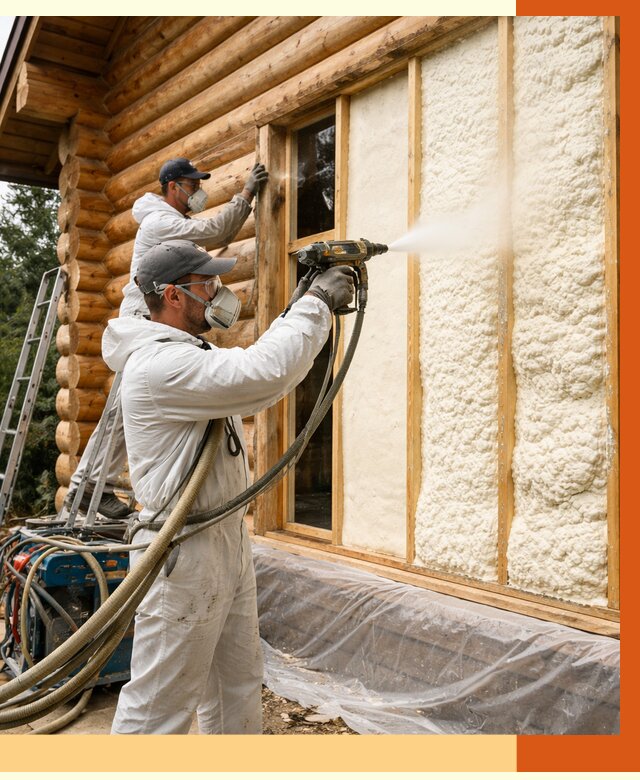 Утепление деревянного дома ППУ в Каспийске от 4276 руб/м2 | ТепломастерКсп — под ключ