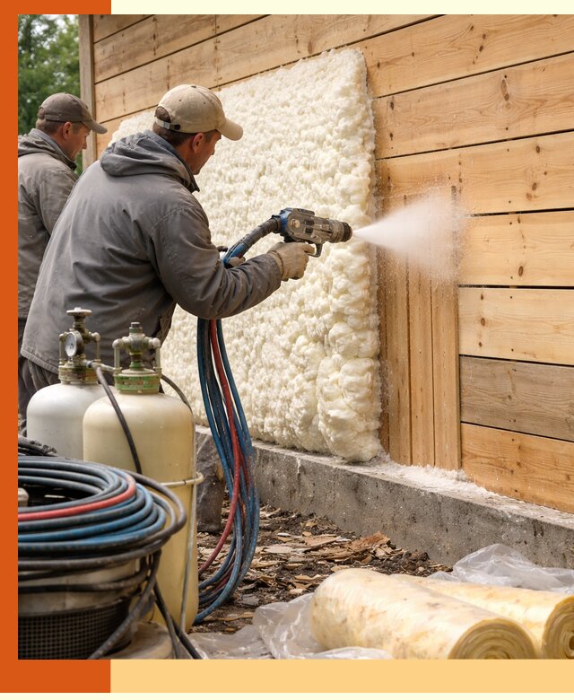Утепление деревянного дома пенополиуретаном в Каспийске