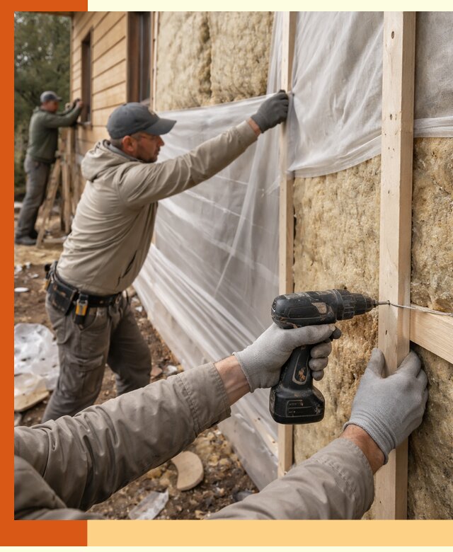 Утепление дома из бруса в Каспийске качественно и долговечно