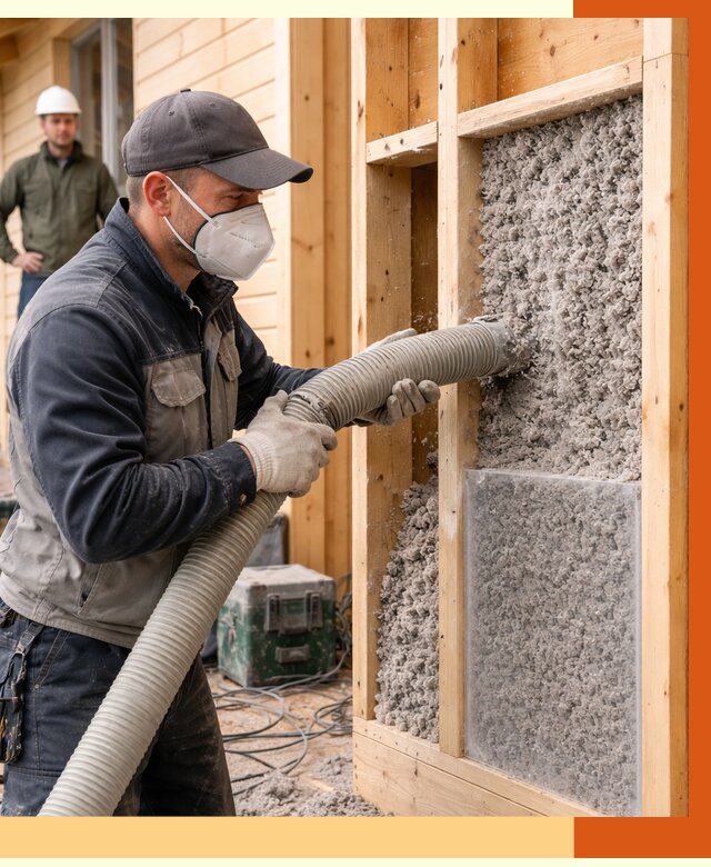 Утепление дома из бруса эковатой в Каспийске от 1883 руб/м2 | ТепломастерКсп