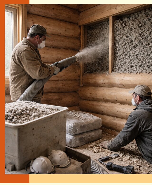 Утепление дома из бруса эковатой в Каспийске