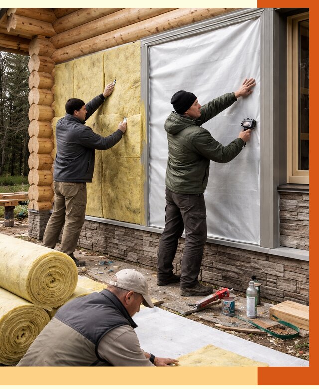 Утепление бревенчатого дома в Каспийске от 7788 руб/м2 — заказать под ключ | ТепломастерКсп