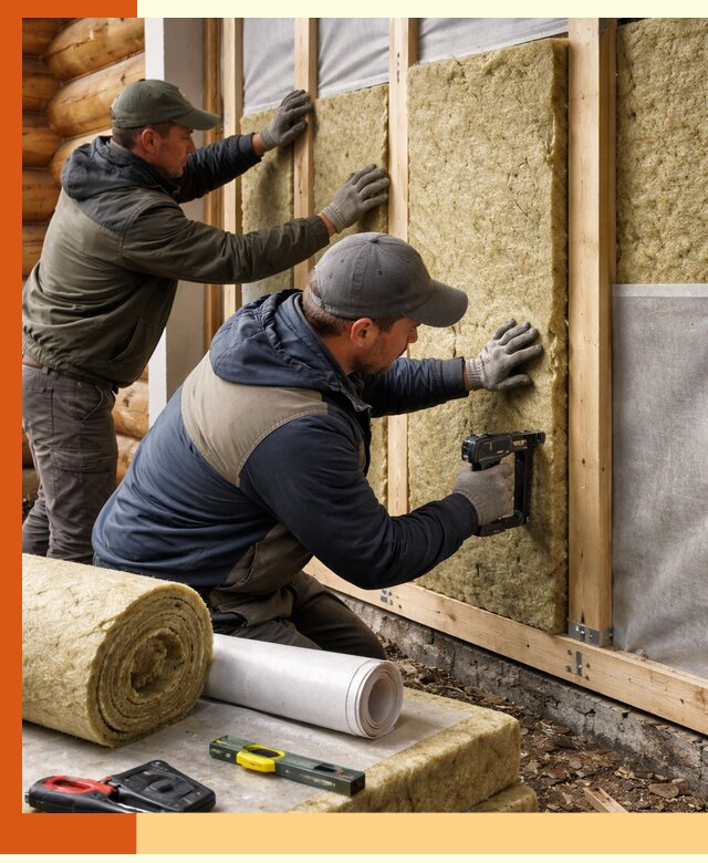 Утепление бревенчатого дома под ключ в Каспийске