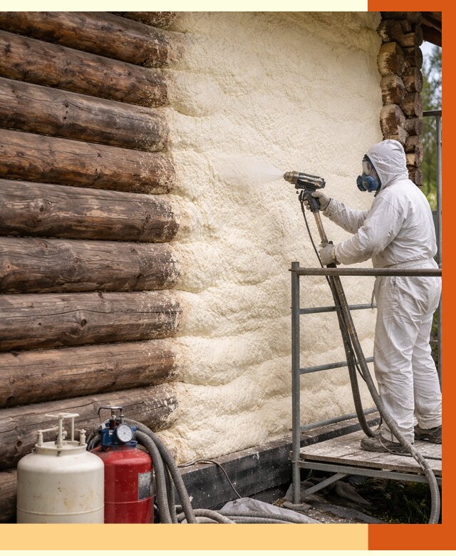 Утепление бревенчатого дома ППУ в Каспийске под ключ от 6363 руб. | ТепломастерКсп