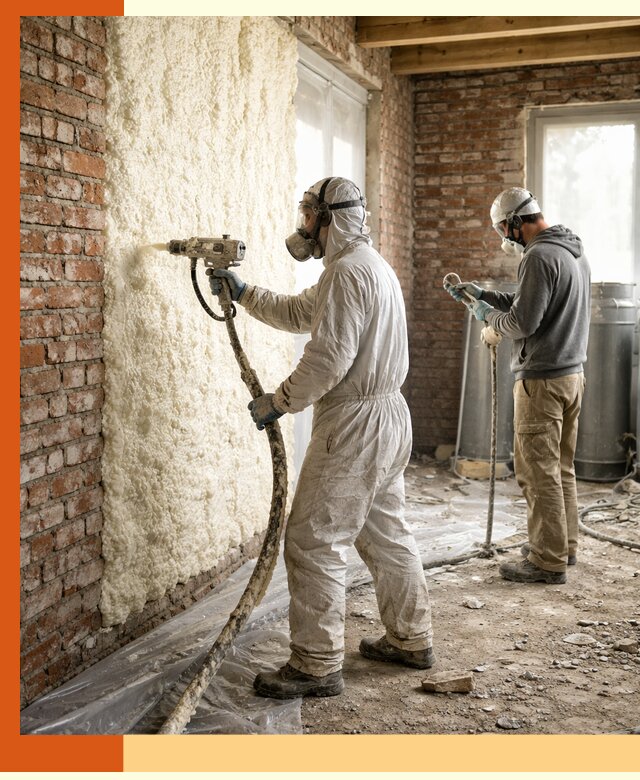 Утепление кирпичного дома пенополиуретаном в Каспийске