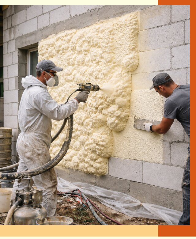 Утепление дома из газобетона ППУ в Каспийске от 4887 руб./м² под ключ | ТепломастерКсп