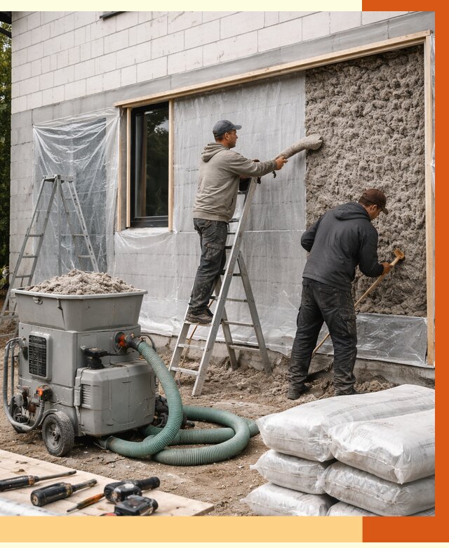 Утепление дома из газобетона эковатой в Каспийске от 4581 руб./м2 | ТепломастерКсп