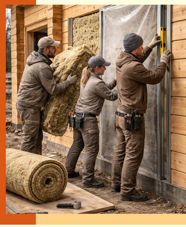 Утепление дома из двойного бруса в Каспийске качественно и надёжно