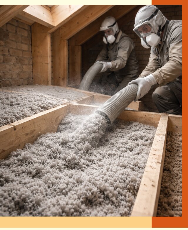 Утепление коттеджа эковатой в Каспийске от 2545 руб./м² — комплексная задувка и монтаж | ТепломастерКсп