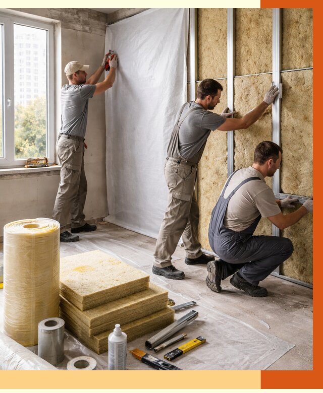 Утепление квартиры в Каспийске от 4581 руб/м2 — утеплить квартиру изнутри и снаружи | ТепломастерКсп