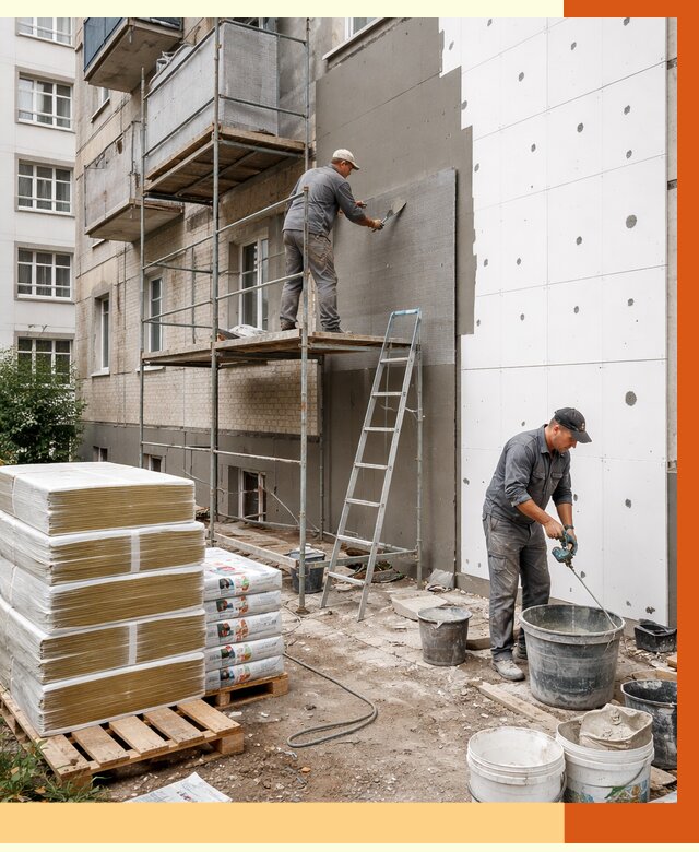 Утепление квартиры снаружи в Каспийске от 6261 руб/м2 под ключ | ТепломастерКсп