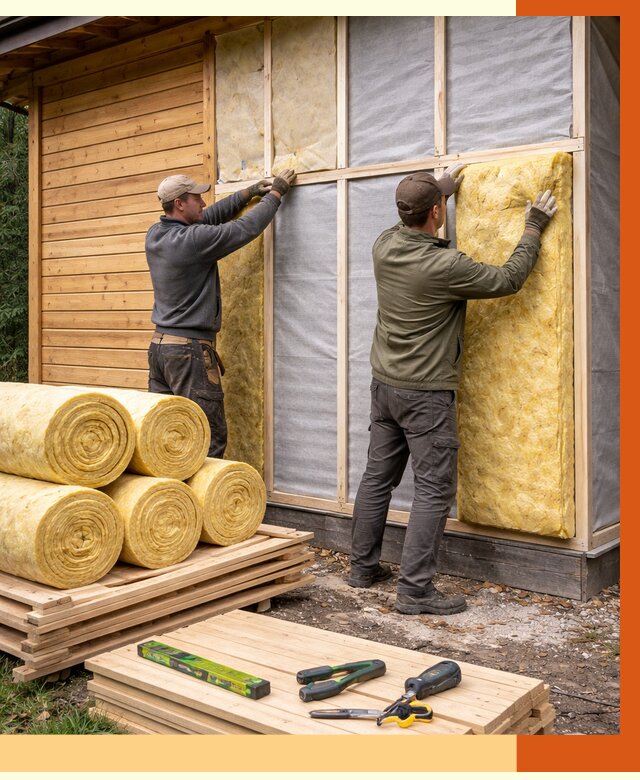 Утепление бани снаружи в Каспийске от 86539 руб. под ключ | ТепломастерКсп