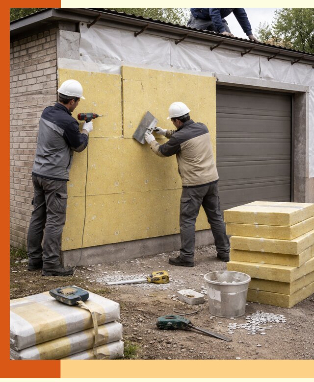 Утепление гаража снаружи в Каспийске качественно и надёжно