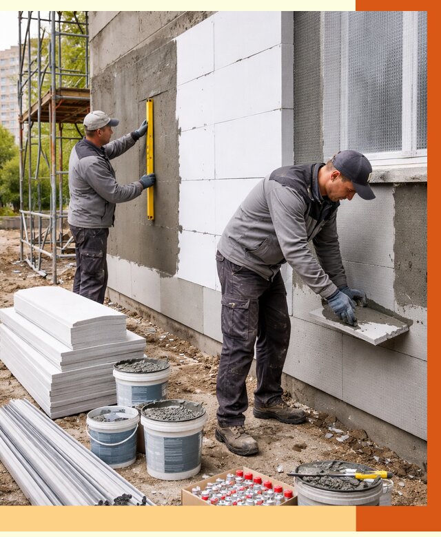 Утепление фасада и стен снаружи в Каспийске от 4276 руб. | ТепломастерКсп