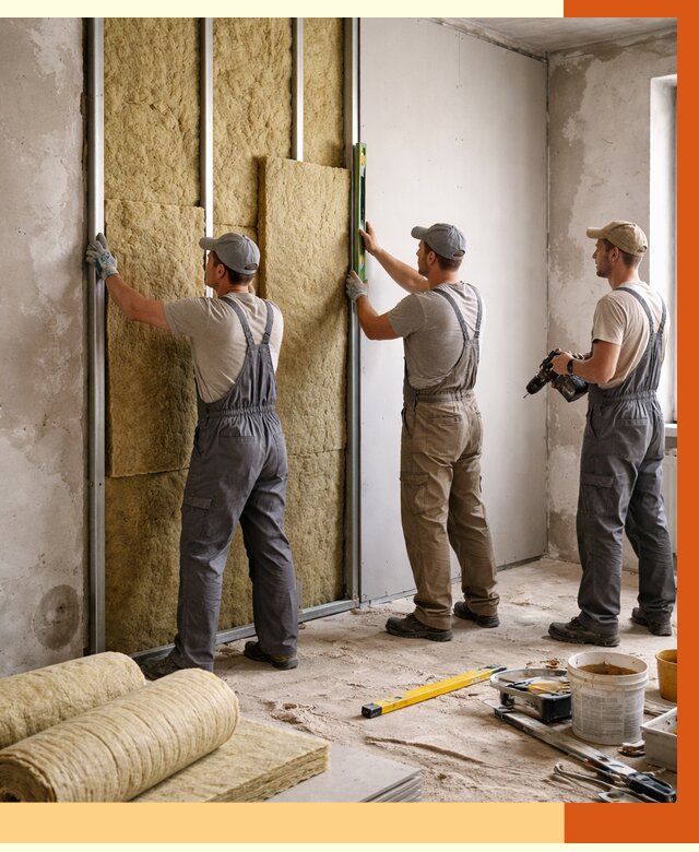 Утепление стен изнутри в Каспийске от 2291 руб/м² под ключ | ТепломастерКсп