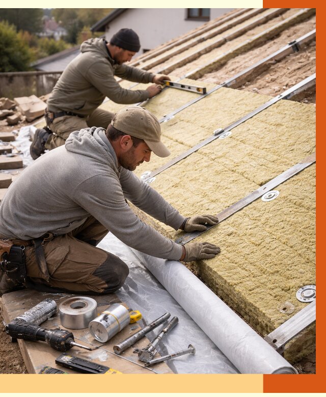 Утепление крыши снаружи в Каспийске под ключ от 1222 руб./м2 | ТепломастерКсп