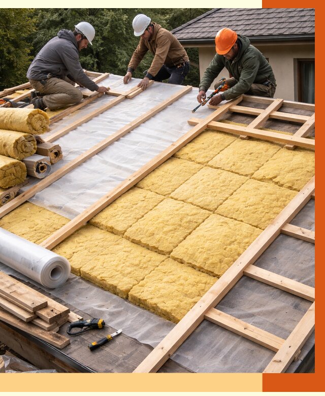 Утепление скатной крыши в Каспийске от 1273 руб./м2 под ключ | ТепломастерКсп