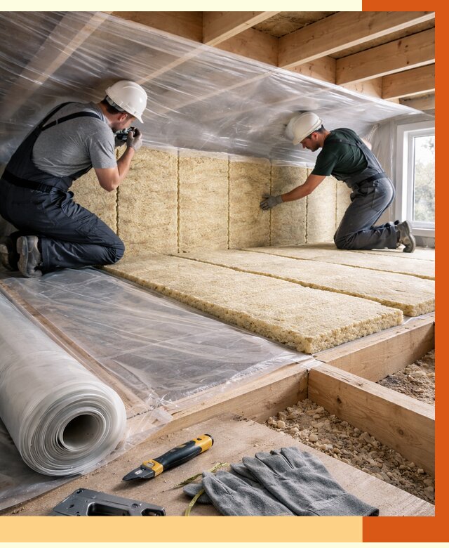 Утепление перекрытий в Каспийске от 2902 руб/м2 — утепление межэтажных и чердачных | ТепломастерКсп