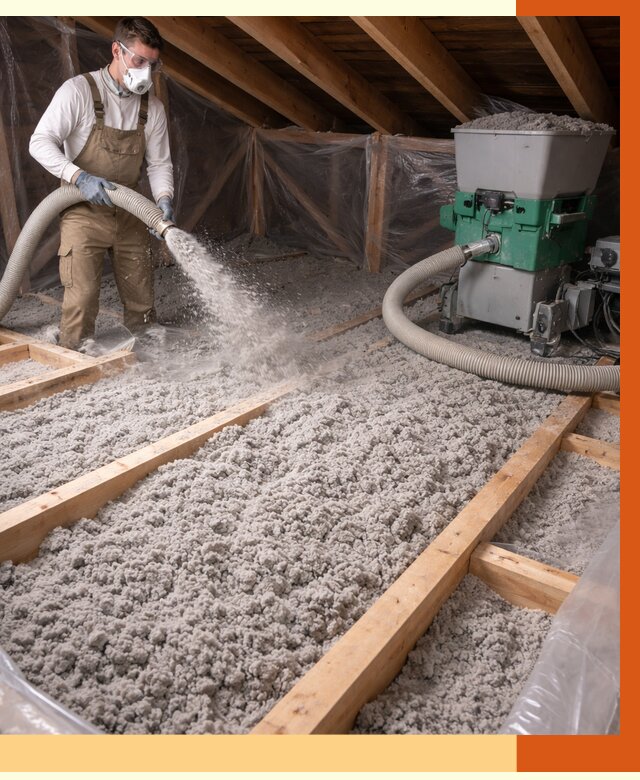 Утепление чердака эковатой в Каспийске от 1476 руб/м2 — заказать у ТепломастерКсп