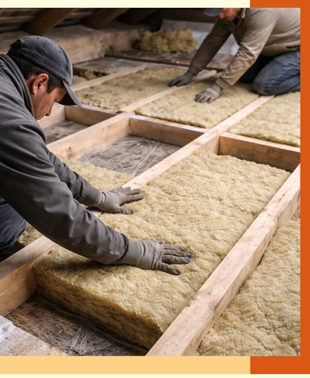 Утепление чердака минватой в Каспийске от 3563 руб/м2 под ключ | ТепломастерКсп