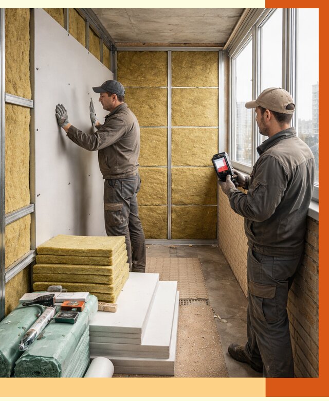 Утепление балкона в Каспийске от 4581 руб. под ключ | ТепломастерКсп