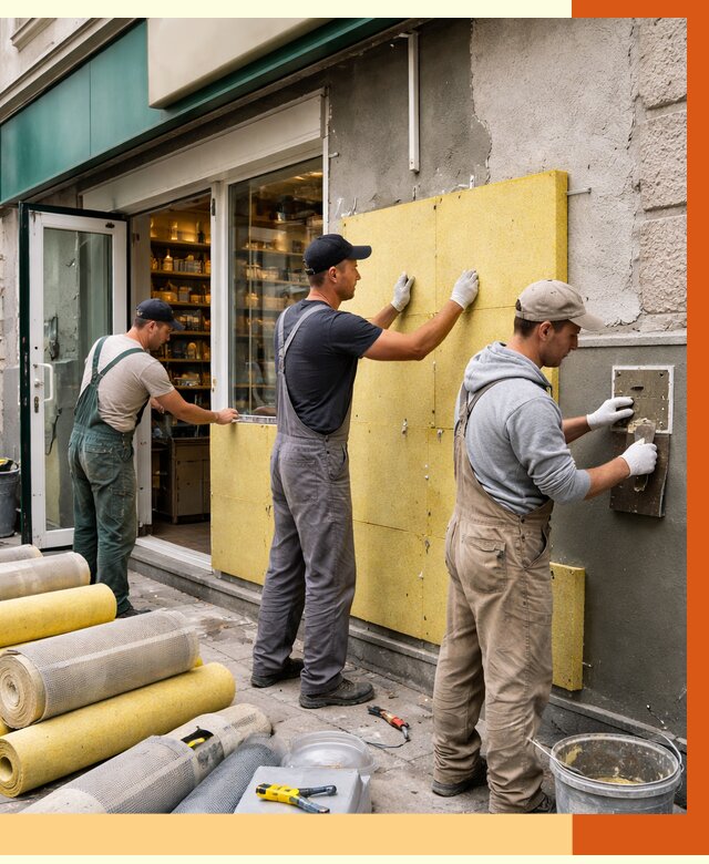 Утепление магазина в Каспийске от 4581 руб/м2 — цена, стены и снаружи | ТепломастерКсп