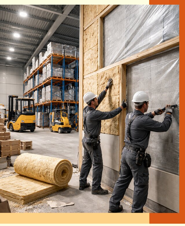 Утепление склада с техникой в Каспийске от 4276 руб./м2 — комплексно под ключ | ТепломастерКсп