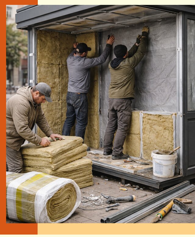Утепление павильона шаурмы под ключ в Каспийске