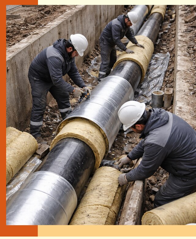 Утепление теплотрассы в Каспийске: утеплительные работы и материалы