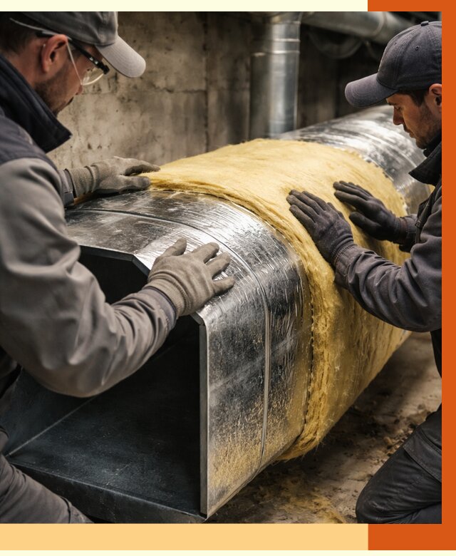 Утепление воздуховодов в Каспийске от 4276 руб. — теплоизоляция вентиляции | ТепломастерКсп