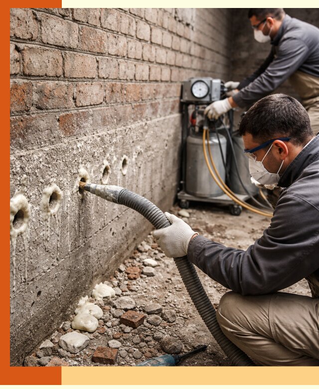 Заполнение колодцевой кладки ППУ в Каспийске быстро и герметично