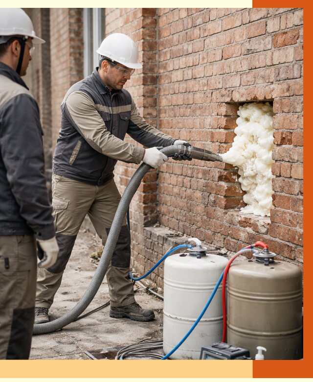 Заливка ППУ в пустоты кирпичной стены в Каспийске от 2800 руб. | ТепломастерКсп