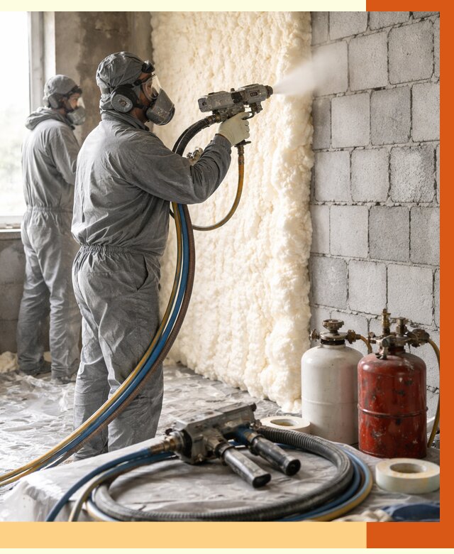 Утепление блочной стены ППУ в Каспийске от 4327 руб./м² — ТепломастерКсп