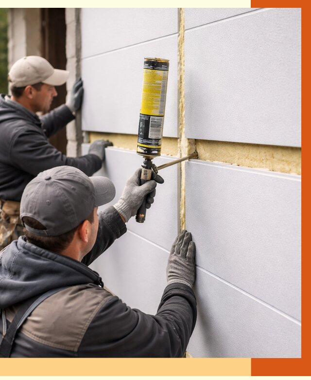 Утепление сэндвич панелей ППУ в Каспийске от 4276 руб. за м2 | ТепломастерКсп