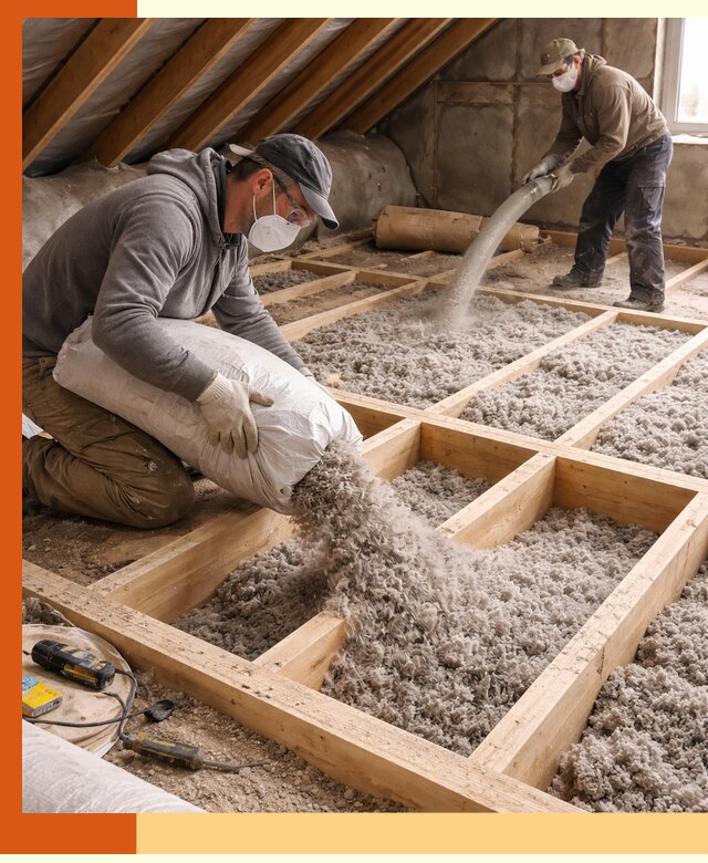 Заполнение полостей чердачного перекрытия в Каспийске качественно и надёжно