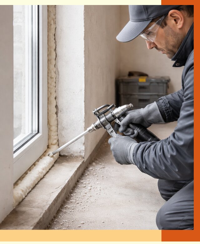 Герметизация стыков ППУ в Каспийске от 1680 руб. за м2 — утепление примыканий под ключ | ТепломастерКсп