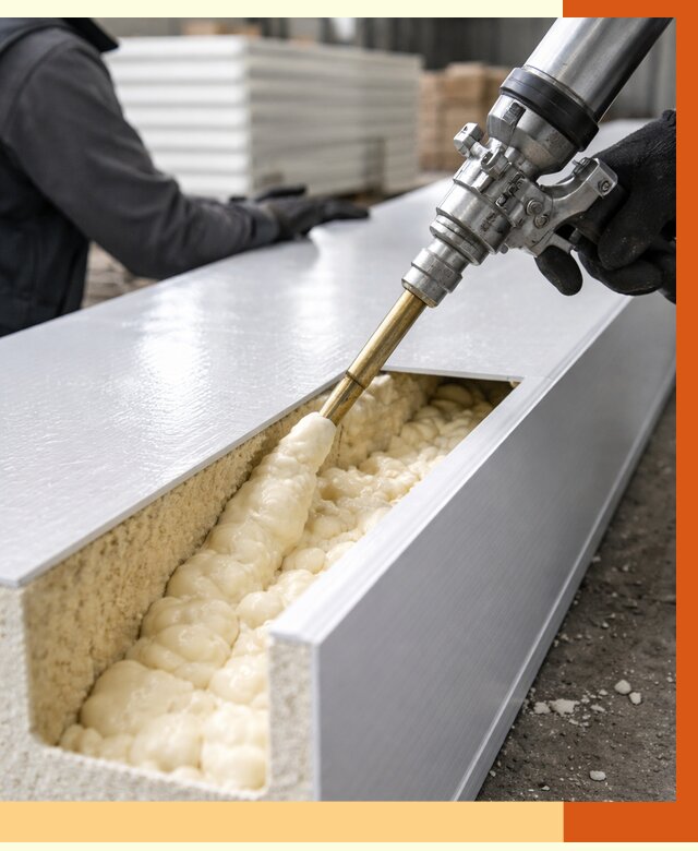 Заполнение пустот холодильных панелей в Каспийске от 7636 руб. | ТепломастерКсп