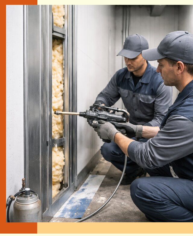 Заполнение пустот холодильных панелей в Каспийске специализированной пеной