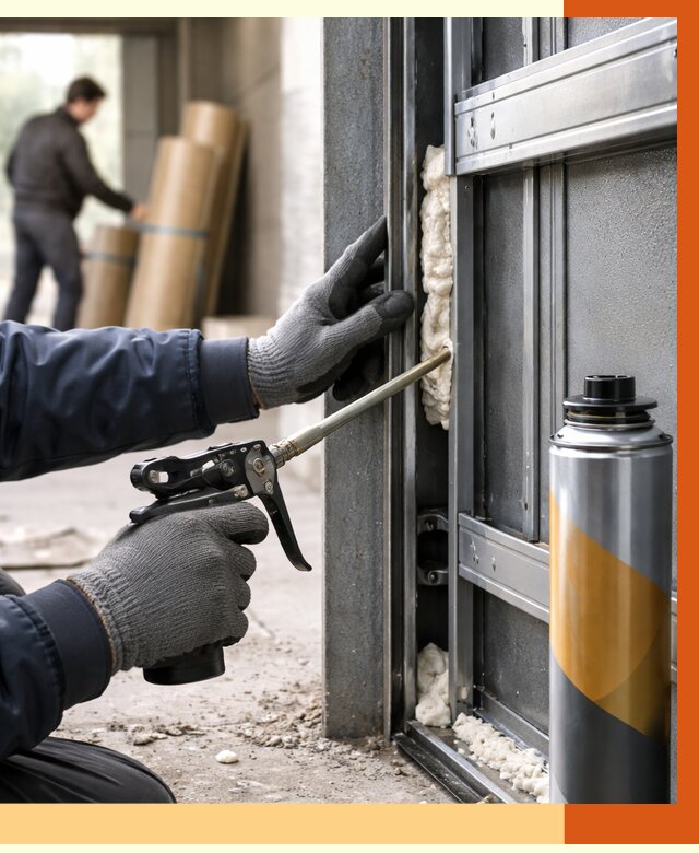 Заполнение пустот ворот в Каспийске от 4581 руб. — заливка ППУ, утепление под ключ | ТепломастерКсп