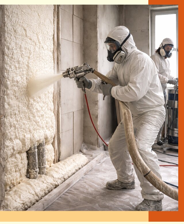 Напыление пенополиуретана в Каспийске от 7636 руб./м2 — услуги и монтаж ППУ | ТепломастерКсп