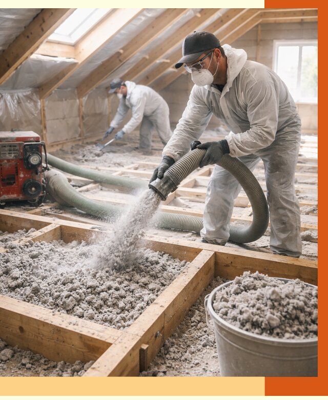 Утепление эковатой в Каспийске от 3003 руб./м2 — монтаж и задувка | ТепломастерКсп