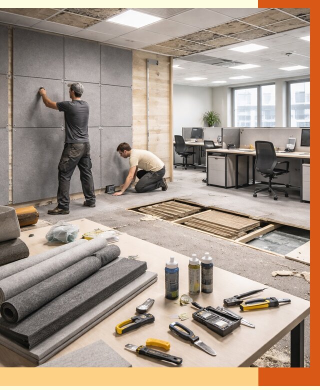 Профессиональная шумоизоляция офиса в Каспийске от 6872 руб. за м2 | ТепломастерКсп