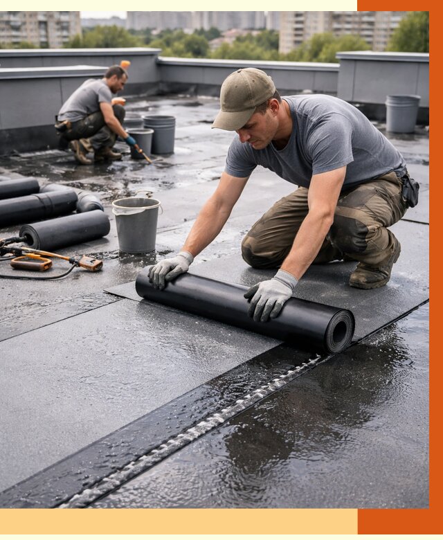 Гидроизоляция плоской кровли в Каспийске от 4581 руб./м2 — профессионально | ТепломастерКсп