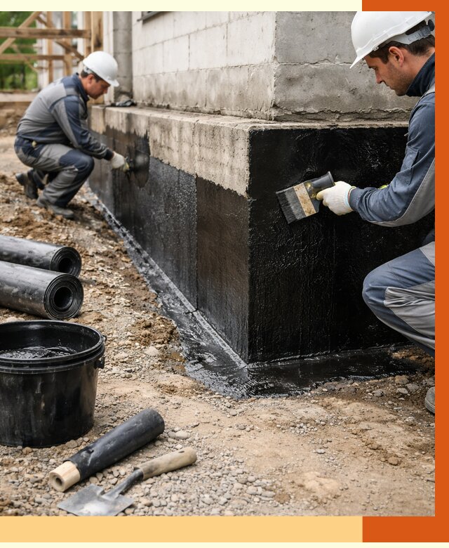 Гидроизоляция фундамента в Каспийске от 1273 руб. — профессионально, под ключ | ТепломастерКсп