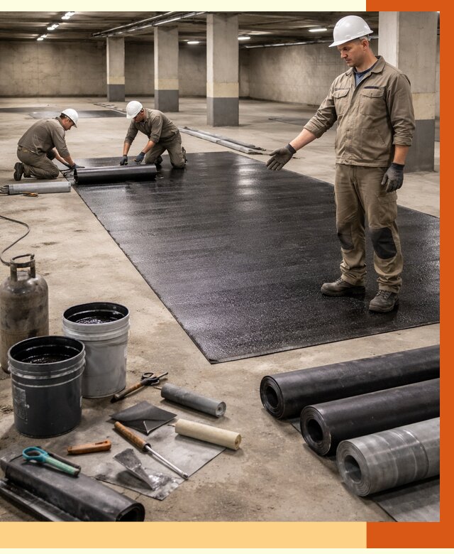 Гидроизоляция паркинга в Каспийске от 1222 руб/м² — профессиональная защита | ТепломастерКсп