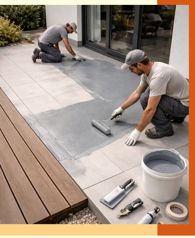 Гидроизоляция террасы в Каспийске под ключ от 7636 руб./м² | ТепломастерКсп